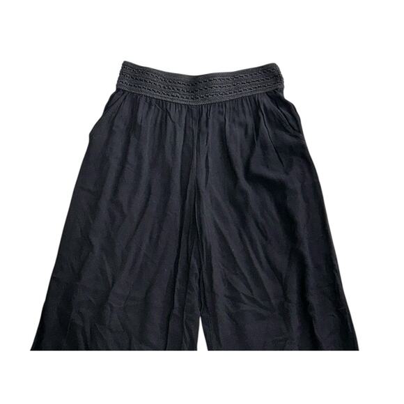 Joe B Elastic Smocked Waist Wide Leg Black Pants Women's Size XL Rayon Boho - Picture 8 of 9